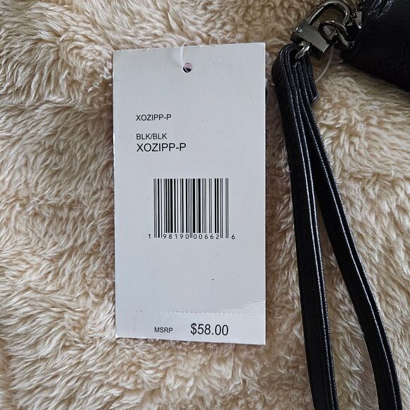 BETSEY JOHNSON Large Wallet Wristlet Black Leather Skull, boot, horseshoe design - Picture 3 of 4